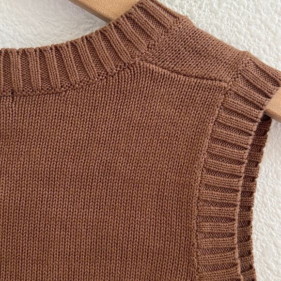 Brandy Melville Brown Cropped Sweater Vest Top Academia Knit Small - Picture 5 of 5
